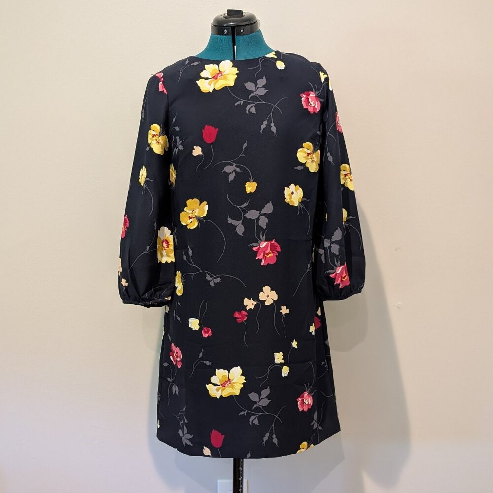 Ann Taylor Floral Navy Shift Dress, Size 0